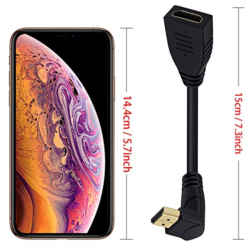 Poyiccot 8K HDMI Extension Cable, Short HDMI 90 Degree Down Angle Male to Female HDMI 2.1 Cable 48Gbps with 8K 60Hz Video and 3D HDR for TV/Xbox /PS4 /PS5 (Down M/F), 0.5feet - Image 5