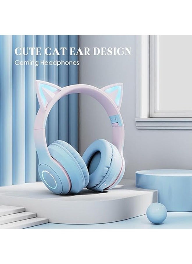 General - External B39PRO Cat Ear Luminous Gaming Wireless Headset Gradient Color Over-Ear Bluetooth Headset - Image 1