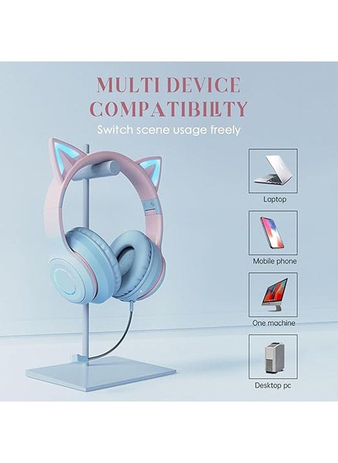 General - External B39PRO Cat Ear Luminous Gaming Wireless Headset Gradient Color Over-Ear Bluetooth Headset - Image 1