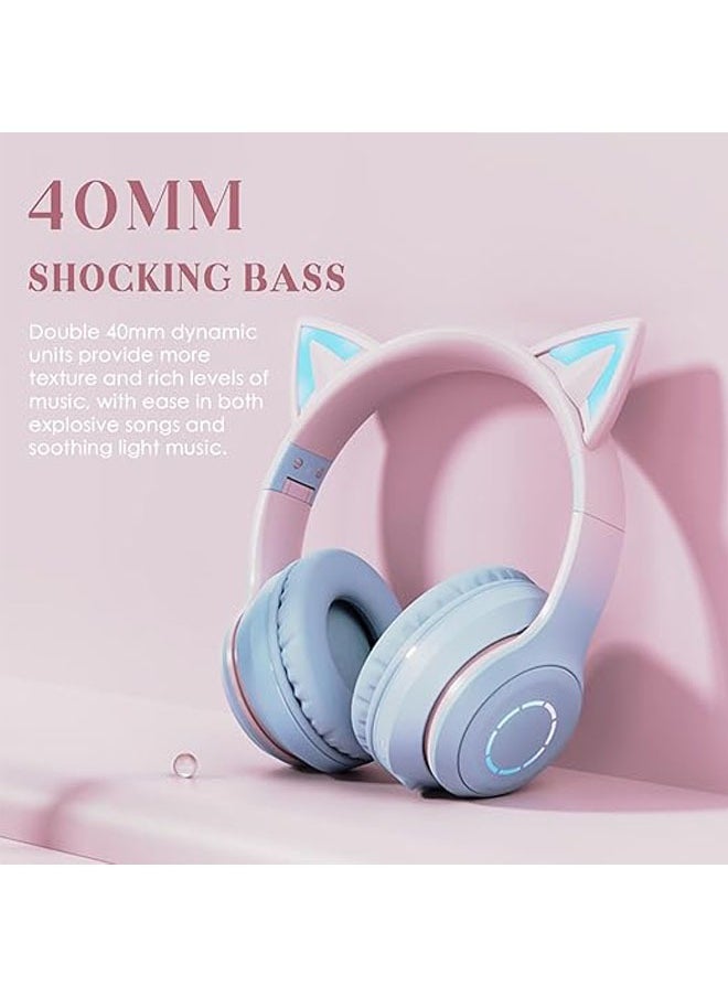 General - External B39PRO Cat Ear Luminous Gaming Wireless Headset Gradient Color Over-Ear Bluetooth Headset - Image 1