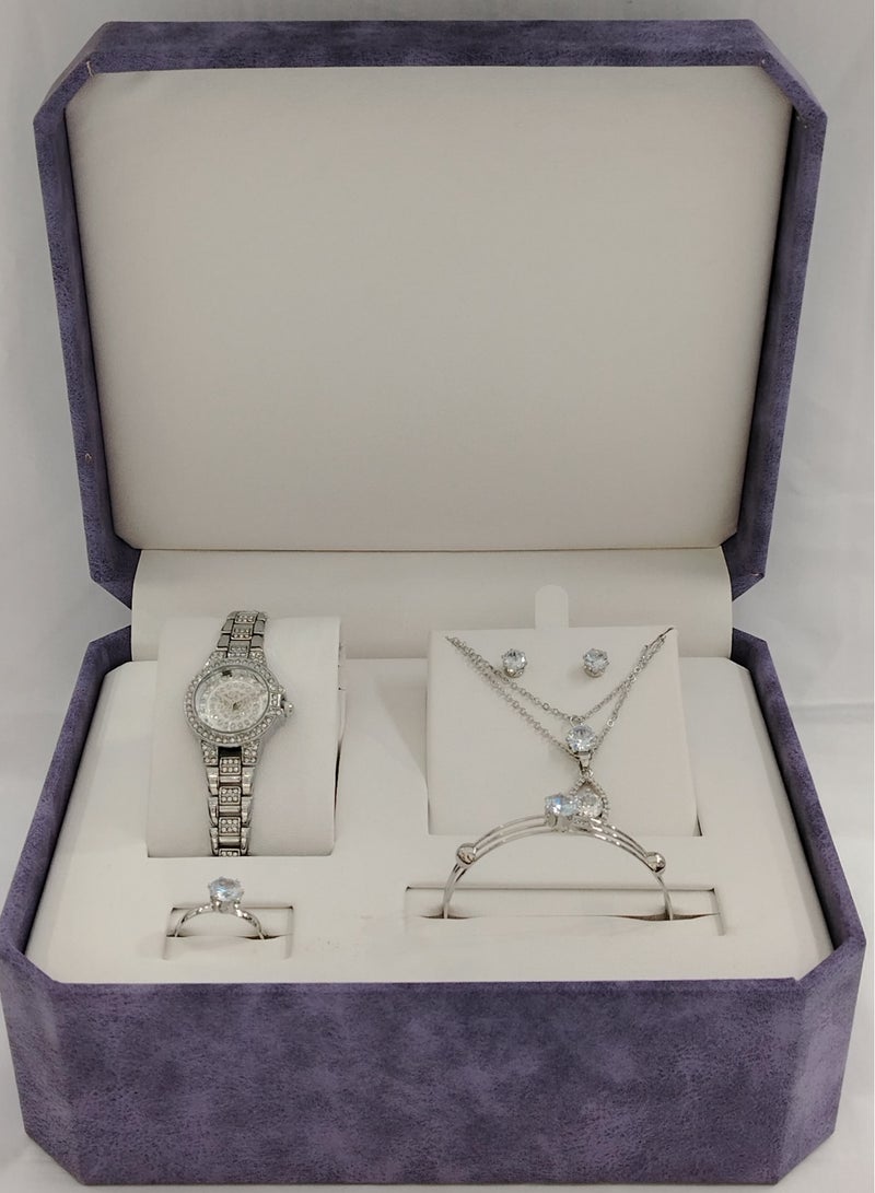 Generic Soft and elegant women's sets, zircon, steel watch 