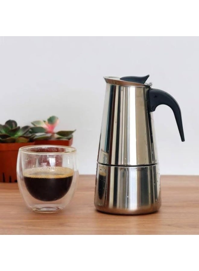 Espresso Coffee Maker, Stainless Steel Italian Espresso Coffee Maker for Gas Stovetop (6 cup) - Image 1