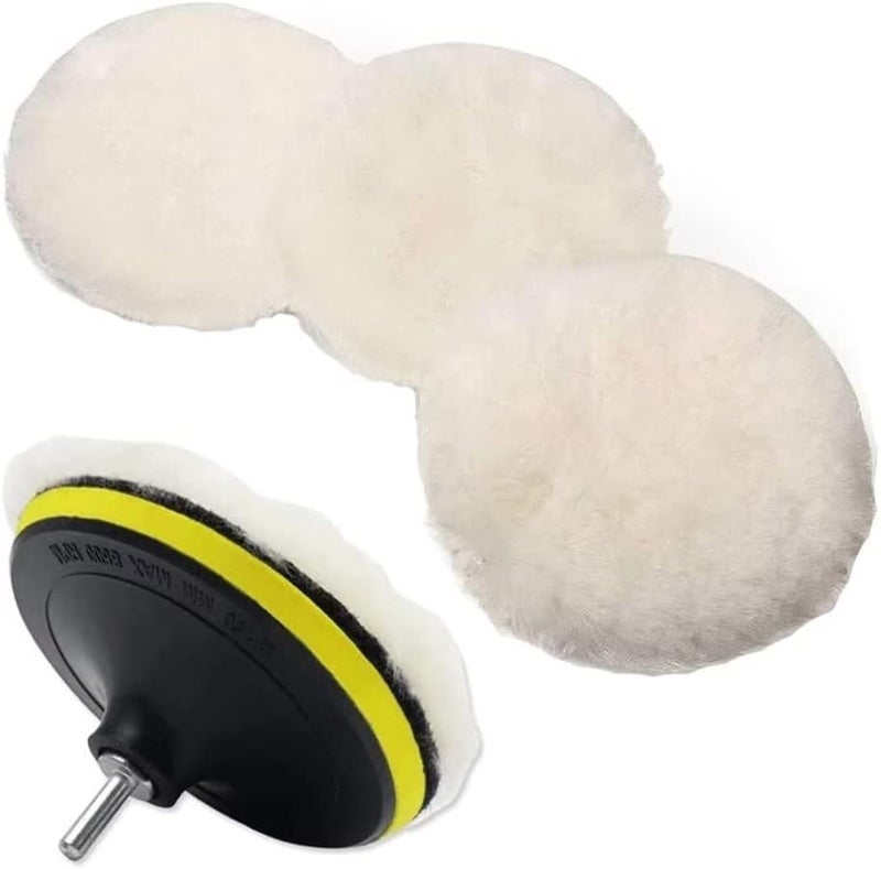 IPELY 6 Pcs 6 Inch Wool Polishing Buffing Pad Polishing Buffing Wheel for Drill Buffer Attachment with M14 Drill Adapter - Image 1