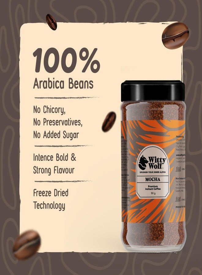 Witty Wolf Premium Mocha Flavour Instant Coffee (50 Gm) | Instant Flavored Coffee Powder | Hot And Cold Coffee | Cappuccino, Latte & Espresso - Image 4