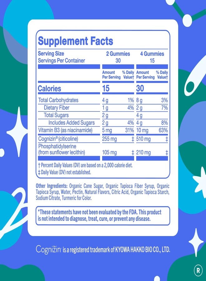 FIRST DAY Teen Brain & Focus Supplement Gummies Ages 13–18 | Study & Concentration Support with Cognizin® Citicoline & Phosphatidylserine | Vegan, Non-GMO, Caffeine-Free | 30-Day Supply - Image 2