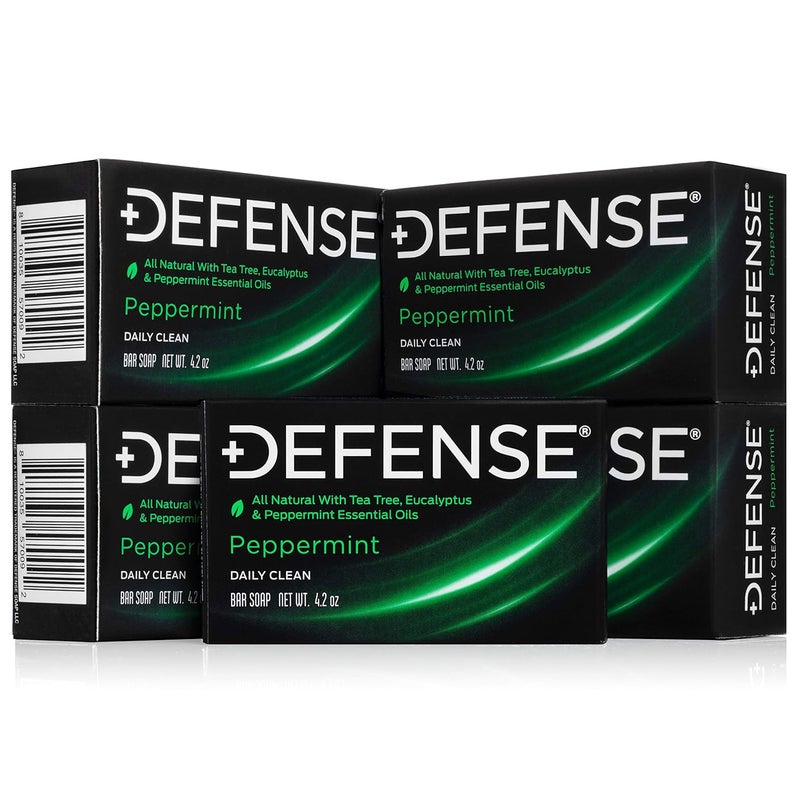 Defense Soap 5pk All Natural Peppermint Bar Soap for Men  Made by Wrestlers with Tea Tree Oil  Eucalyptus Oil to Promote Healthy Skin