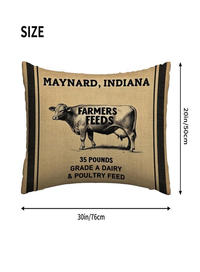 Mugod Rectangle Throw Pillow Cover Cow Feed Sack Farmers Feeds,Decorations Cushion Case for Sofa Couch 20x30 Inches Pillowcase - Image 4