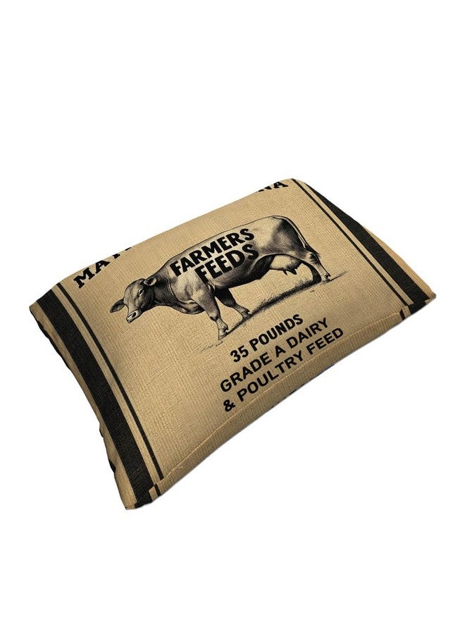 Mugod Rectangle Throw Pillow Cover Cow Feed Sack Farmers Feeds,Decorations Cushion Case for Sofa Couch 20x30 Inches Pillowcase - Image 3