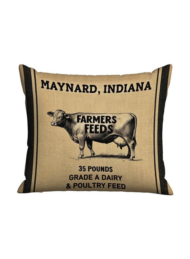 Mugod Rectangle Throw Pillow Cover Cow Feed Sack Farmers Feeds,Decorations Cushion Case for Sofa Couch 20x30 Inches Pillowcase - Image 1