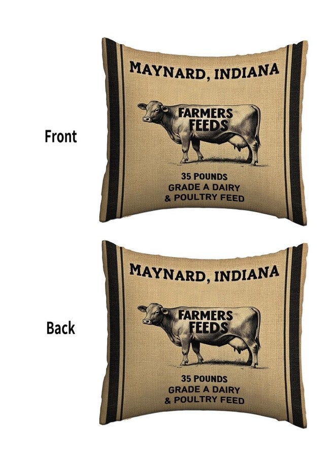 Mugod Rectangle Throw Pillow Cover Cow Feed Sack Farmers Feeds,Decorations Cushion Case for Sofa Couch 20x30 Inches Pillowcase - Image 2
