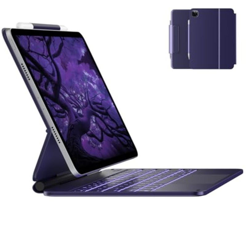 Edge Keyboard Case 11 M4/M3/M2, 2026/2025/2024,Pro 11 Air 5/4 Magic with Multi-Touch Trackpad, 11 Colors Backlight, Pencil Holder, Slim Lightweight - Image 1