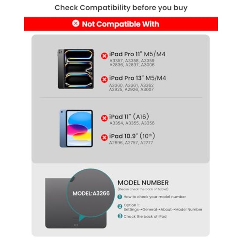 Edge Keyboard Case 11 M4/M3/M2, 2026/2025/2024,Pro 11 Air 5/4 Magic with Multi-Touch Trackpad, 11 Colors Backlight, Pencil Holder, Slim Lightweight - Image 3