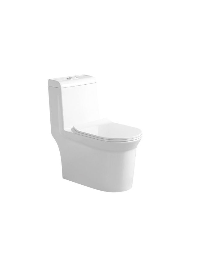 DANUBE HOME Milano Flash One Piece WC S-Trap Toilet Drainage | Dual Flushing Toilet Bowl | Ceramic Floor Mounted Water Closet For Modern Bathroom | White Finish - (36x71x78) cm - Image 2