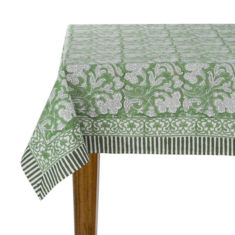 Ridhi Sage Green 60x90 Inches Rectangle 100 Cotton Hand Block Print Tablecloth Washable Easter ThanksgivingChristmas PartiesWedding UseFall dcor Farmhouse Dining Dinner Tablecloth