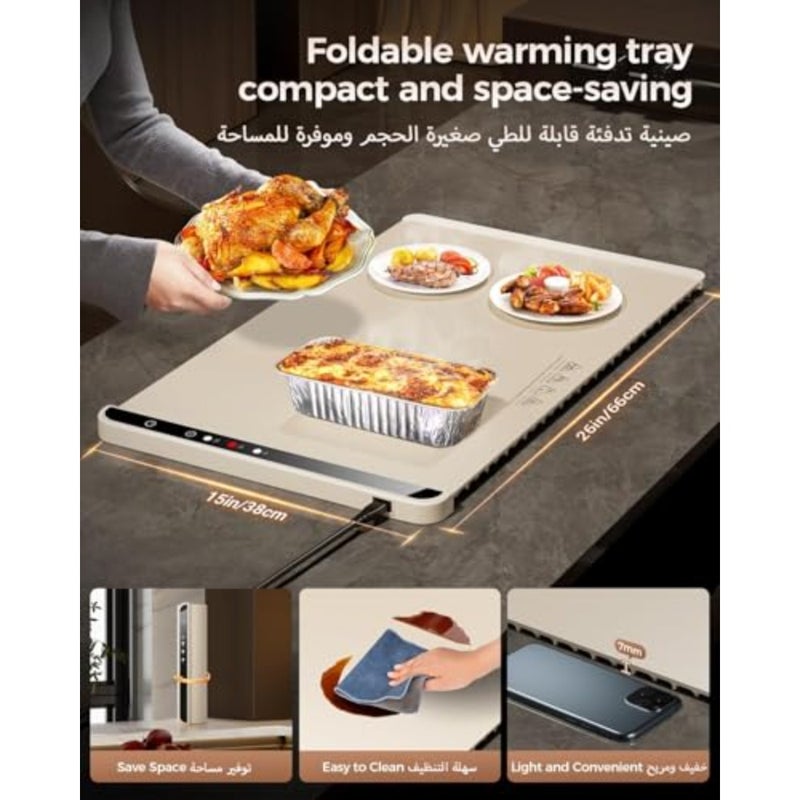 صينية تسخين الطعام، حصيرة تسخين من السيليكون، سخان البوفيه، عربة تسخين الطعام، سخان طعام قابل للتعديل، حصيرة تدفئة كهربائية محمولة قابلة للطي للتجمعات والحفلات والاستخدام اليومي - Image 3