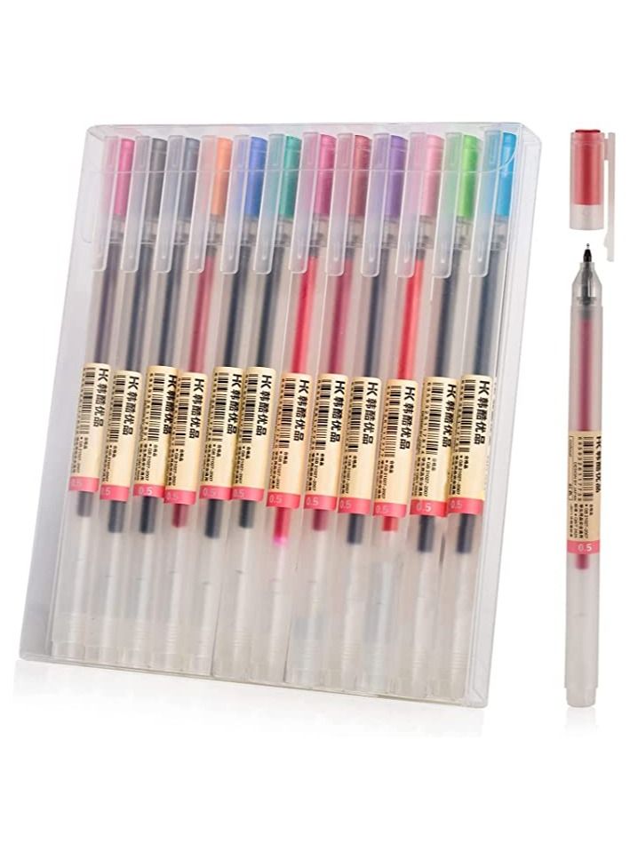 SYOSI أقلام جل 12 لونًا، أقلام حبر جاف ذات رأس رفيع، قلم حبر 0.5 مم، أقلام ملونة لتدوين الملاحظات والكتابة والرسم والتلوين، أقلام جل للكتابة السلسة للمكتب والمدرسة (12 قطعة) - Image 1