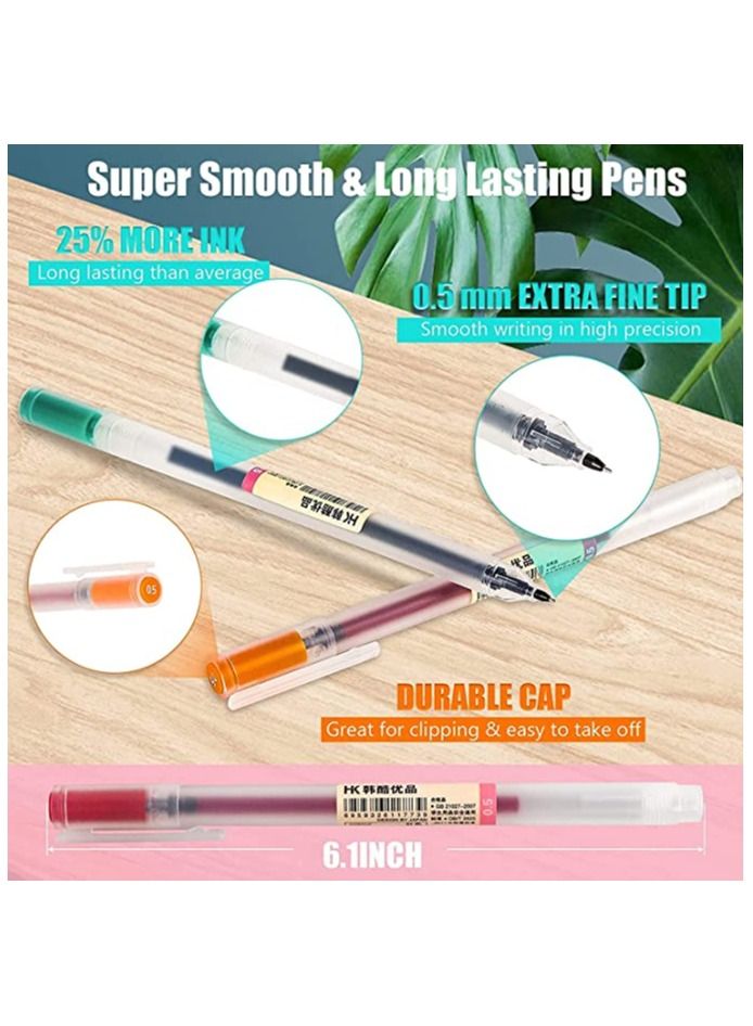 SYOSI أقلام جل 12 لونًا، أقلام حبر جاف ذات رأس رفيع، قلم حبر 0.5 مم، أقلام ملونة لتدوين الملاحظات والكتابة والرسم والتلوين، أقلام جل للكتابة السلسة للمكتب والمدرسة (12 قطعة) - Image 2