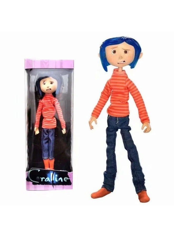 Movie version of the 7-inch ghost mother Caroline striped shirt desktop decoration toy gift for family and friends - Image 1