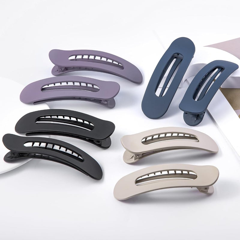 Cptots Multi-market varied design options 8 Pcs Large Lay Flat Claw Clips for Women French Side Slide Barrettes for Thick Thin Hair Rectangle Alligator Hair Accessories,Khaki Purple Blue Black Quick use-switch compatible build - Image 3