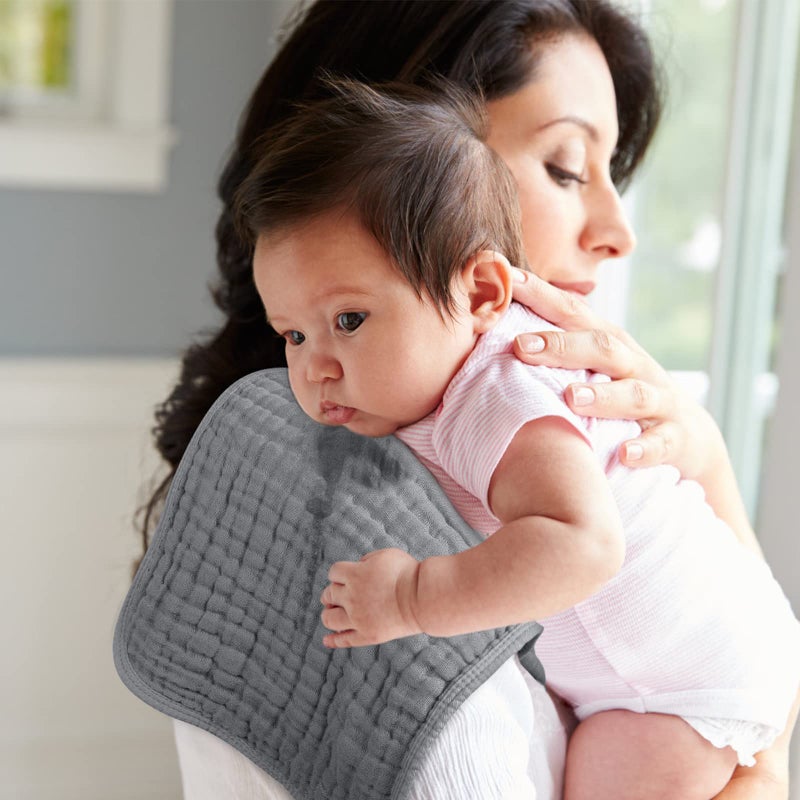 Looxii Muslin Burp Cloths 100% Cotton Muslin Cloths Large 20''x10'' Extra Soft and Absorbent 6 Pack Baby Burping Cloth for Boys and Girls (Grey) - Image 5