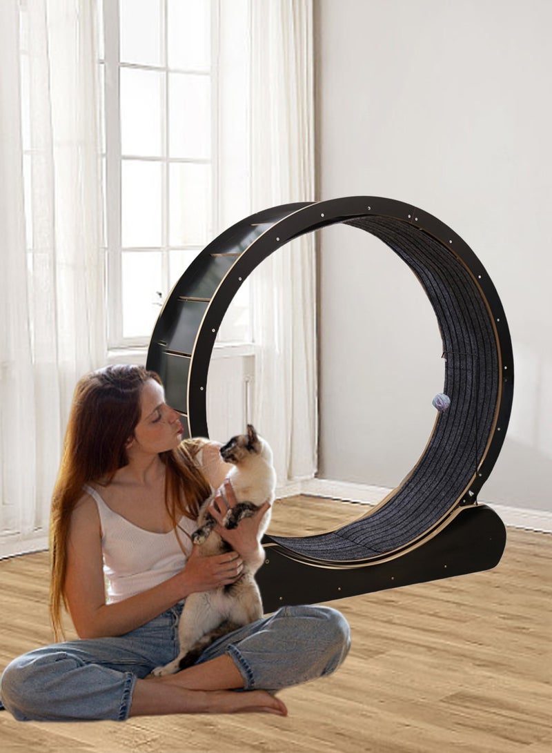 Kidle Large Cat Running Wheel Cat Treadmill Cat Exercise Wheel for Indoor Large Wooden Cat Exercise Running Wheel Cat Fitness Weight Loss Device - Image 3