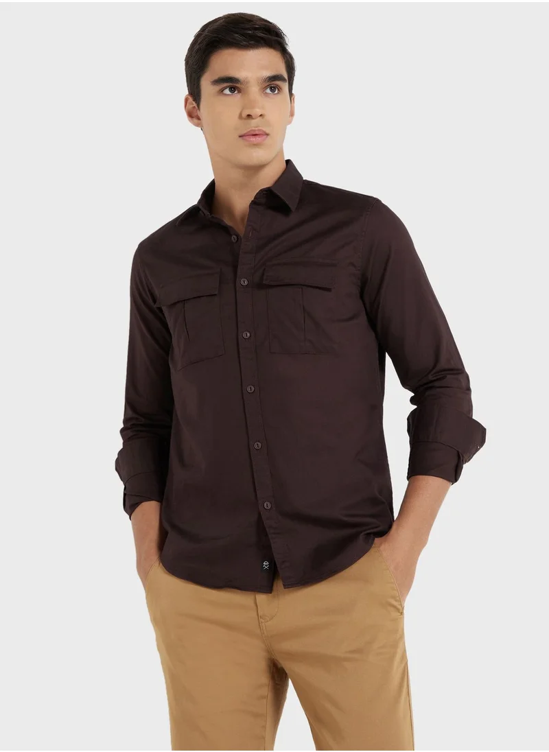 توماس سكوت Thomas Scott Classic Slim Fit Twill Weave Pure Cotton Casual Shirt