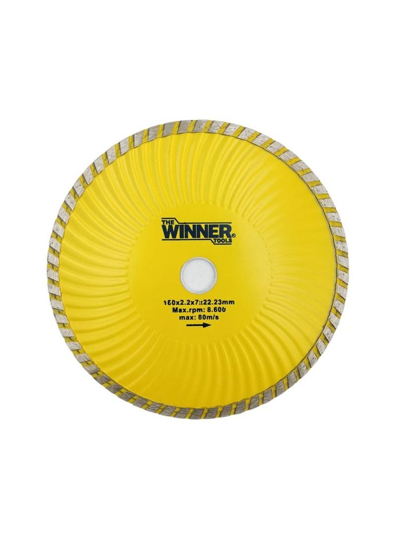 Winner WINNER TOOLS 7049 Diamond Wheel Turbo Type Cutting Blade Long Long Life 180x2.6x7x22.23mm Max. rpm 8.600 Max:80M/S  - Image 1