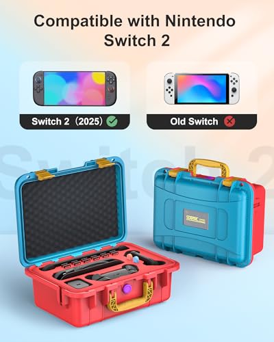 STARTRC GAMES Hard Carrying Case for Nintendo Switch 2, Professional Deluxe IP67 Waterproof, Soft Lining Hard Travel Case for Nintendo Switch 2 Console Pro Controller & Accessories (Blue & Orange) - Image 3