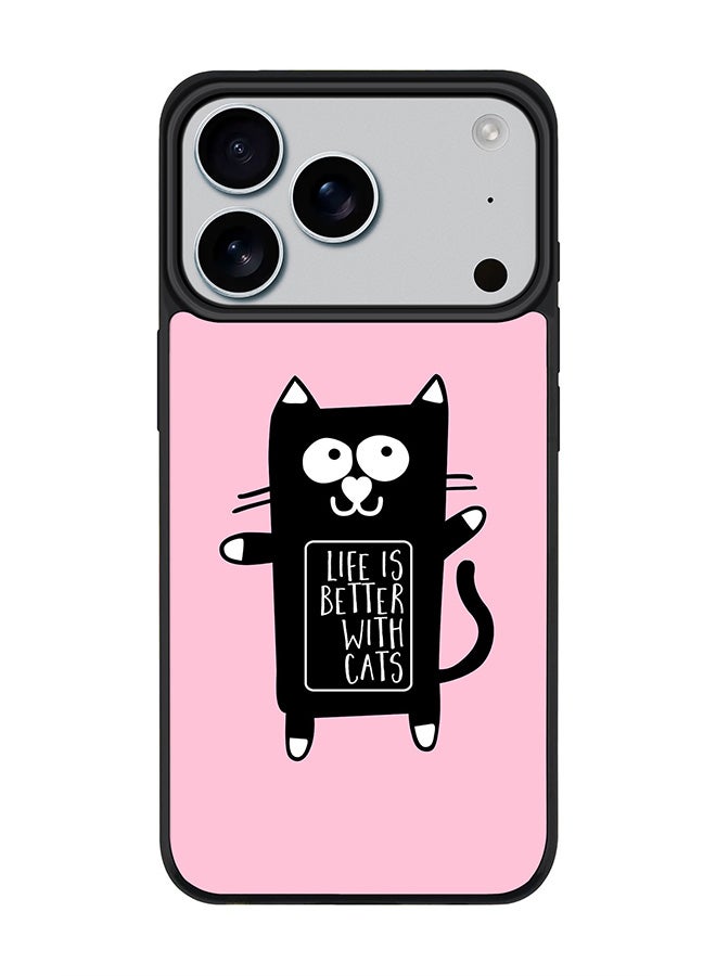 Stylizedd iPhone 17 Pro Case, [Compatible with MagSafe] Slim Magnetic cover Phone Case iPhone 17 Pro -Life is better with cats - Image 1