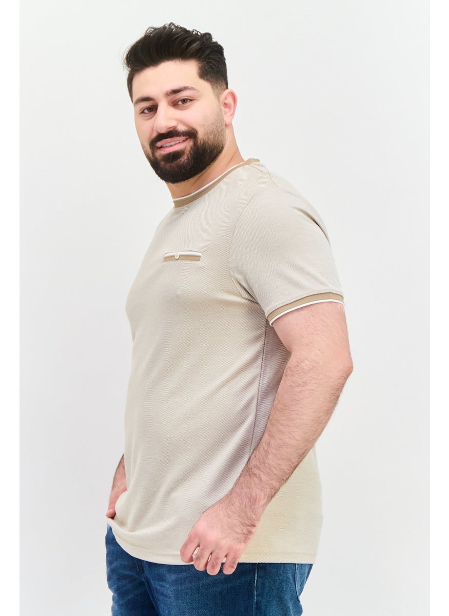 Men Crew Neck Short Sleeve Textured T-Shirt, Beige - pzsku/Z9F4C2C81A2D03B96E1F5Z/45/_/1737642910/46fe171f-c2cf-4fda-81ce-b112867013e1