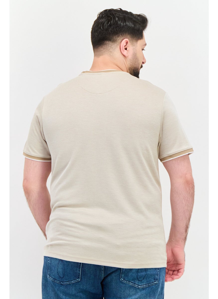 Men Crew Neck Short Sleeve Textured T-Shirt, Beige - pzsku/Z9F4C2C81A2D03B96E1F5Z/45/_/1737642912/274dc2b7-8703-4d39-ba73-c8516c62e9ff