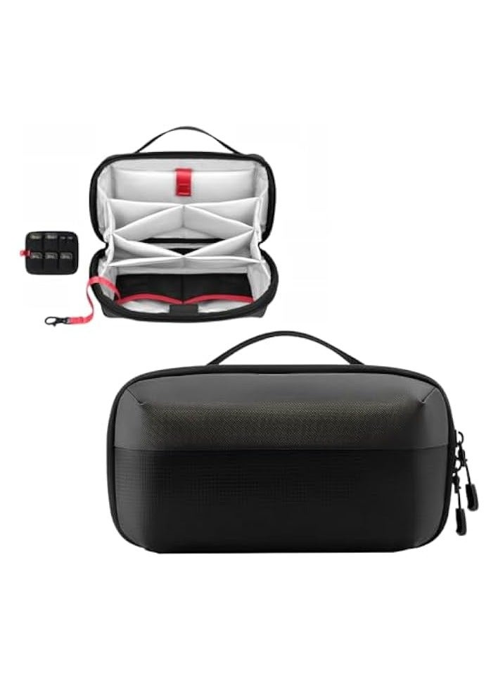 Skycare Portable Travel hand bag - Electronic Organizer for MacBook Charger, Cables, Power Bank, Hard Drive, and More - Water-Resistant Digital Storage Bag with Removable Card Slots (Black) - Image 1