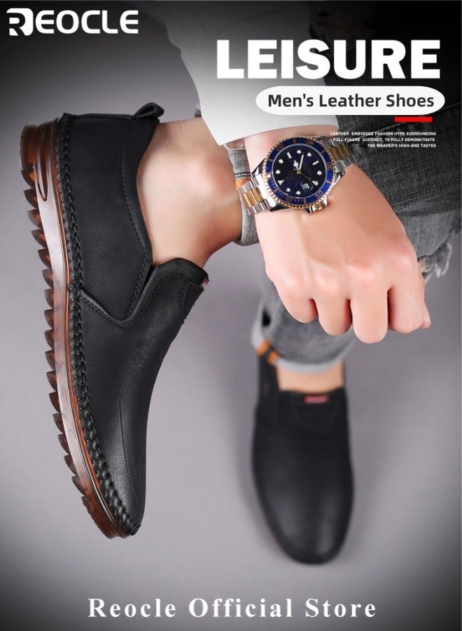 ريوكل أحذية رجال كاجوال أحذية جلدية عصرية أحذية عمل مخيطة يدويًا أحذية رياضية للمشي في الهواء الطلق - Image 2