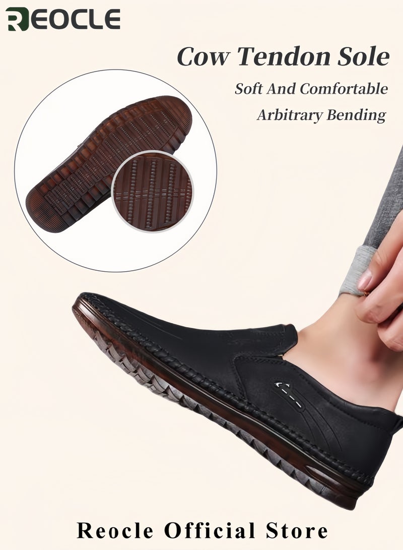 ريوكل أحذية رجال كاجوال أحذية جلدية عصرية أحذية عمل مخيطة يدويًا أحذية رياضية للمشي في الهواء الطلق - Image 4