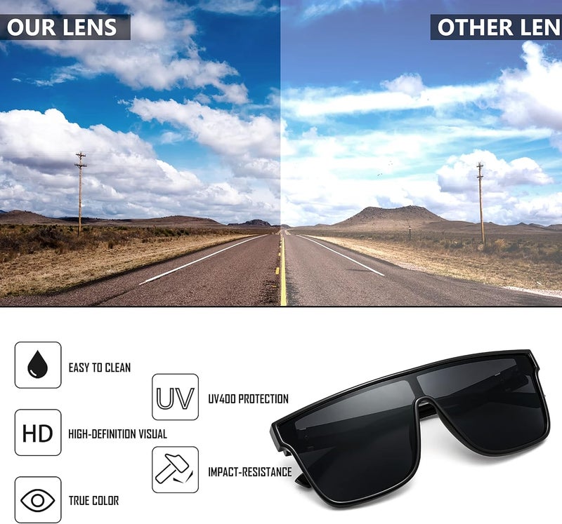 FEISEDY Fashion Flat Top Sunglasses Trendy Oversized Square Shades Women Men UV400 B2996 - Image 5