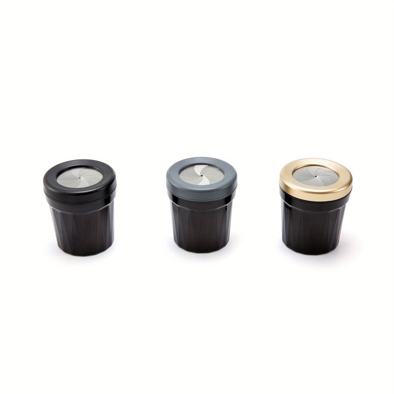 Elegant Metal Plastic Ashtray with Rotating Lid Golden Round Design for Car Use Durable Car Accessory - Image 2