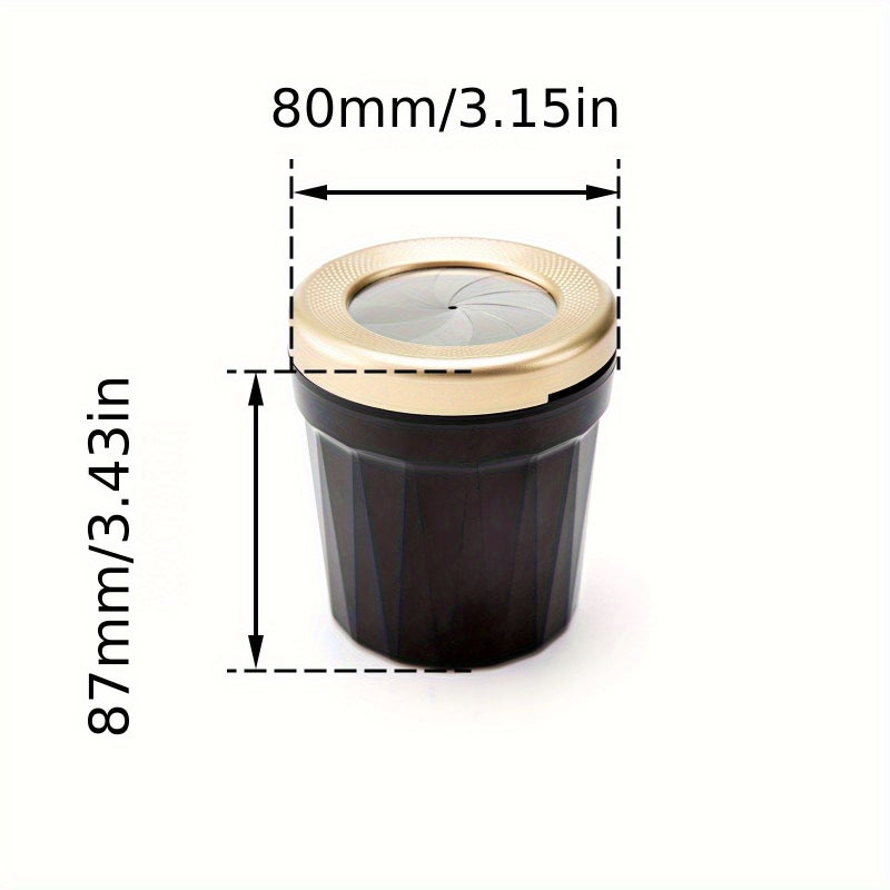 Elegant Metal Plastic Ashtray with Rotating Lid Golden Round Design for Car Use Durable Car Accessory - Image 3