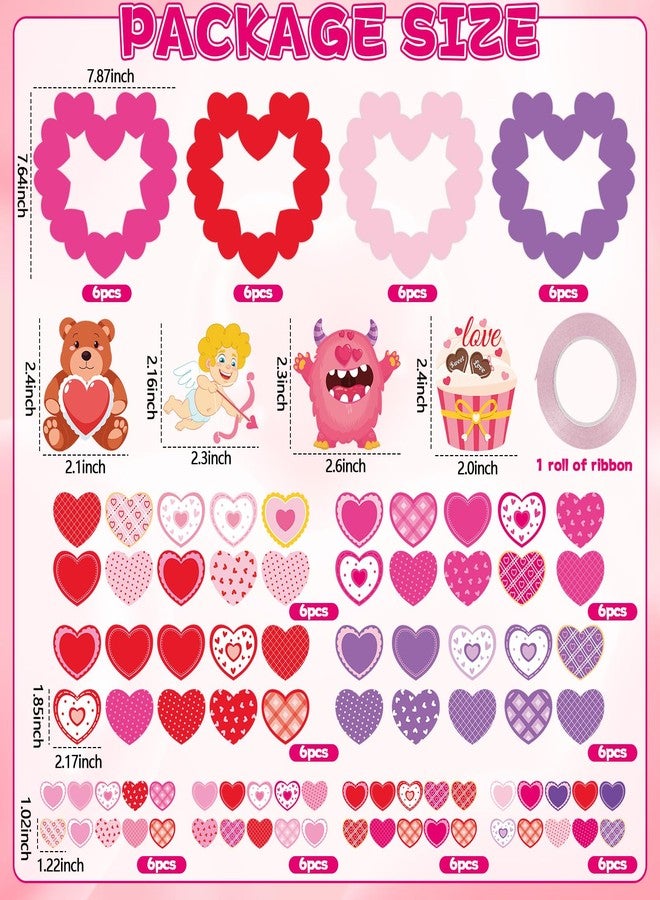 Lonfliness 24 Sets Valentines Crafts for Kids DlY Wreath Omaments Craft Kits Heart Hanging Decorations Paper Art Sets with Stickers for Valentine's Day Activities Gift Exchange Front Door Window Wall Decor - Image 2