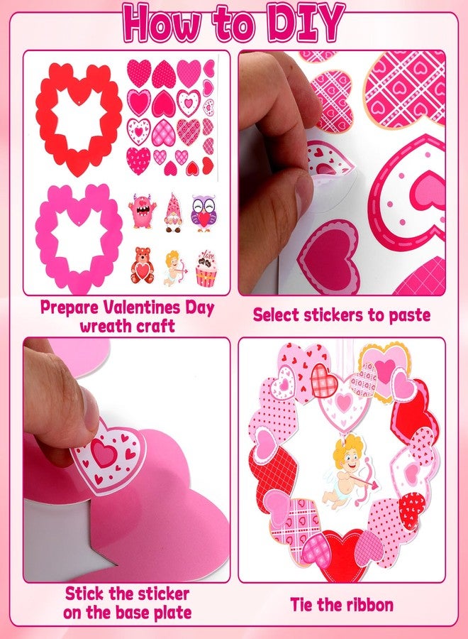 Lonfliness 24 Sets Valentines Crafts for Kids DlY Wreath Omaments Craft Kits Heart Hanging Decorations Paper Art Sets with Stickers for Valentine's Day Activities Gift Exchange Front Door Window Wall Decor - Image 3