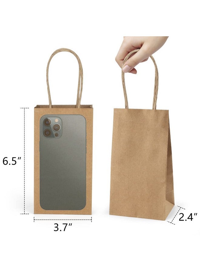 Poever Small Kraft Paper Bags 25 Pack Mini Brown Paper Bags 3.5x2.4x6.7 Small Gift Bags with Handles Bulk for Party Favor Small Business - Image 2