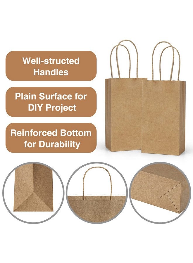 Poever Small Kraft Paper Bags 25 Pack Mini Brown Paper Bags 3.5x2.4x6.7 Small Gift Bags with Handles Bulk for Party Favor Small Business - Image 3