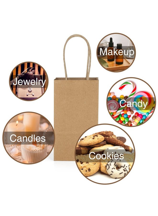 Poever Small Kraft Paper Bags 25 Pack Mini Brown Paper Bags 3.5x2.4x6.7 Small Gift Bags with Handles Bulk for Party Favor Small Business - Image 4