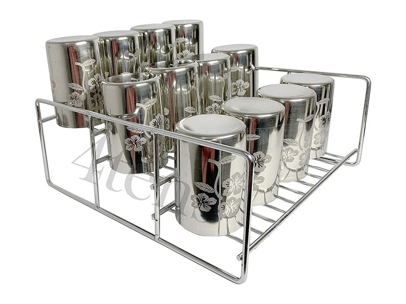 Jugte Modern Stainless Steel 3 Step Kitchen Rack Shelf Pantry Kitchen Countertop Stand Spice Rack Organizer, Bottle Rack Countertop Utensil Holder (Small,28 X 24 X 12 Cm) - Step Shelf - Image 2