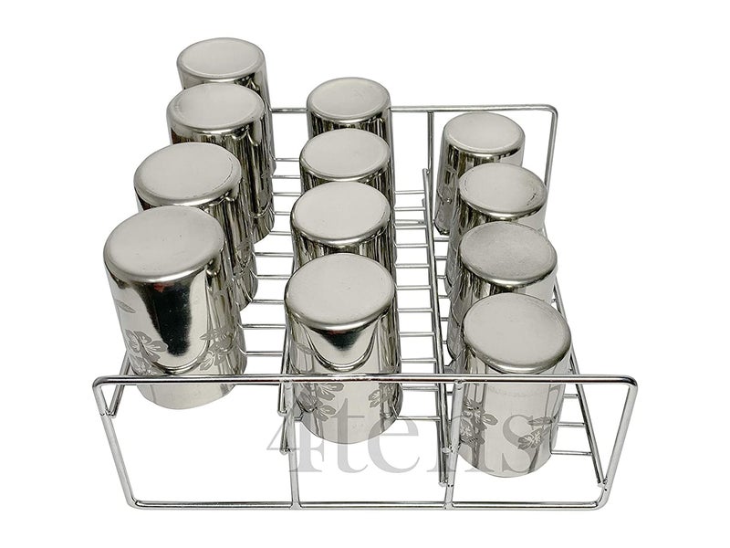 Jugte Modern Stainless Steel 3 Step Kitchen Rack Shelf Pantry Kitchen Countertop Stand Spice Rack Organizer, Bottle Rack Countertop Utensil Holder (Small,28 X 24 X 12 Cm) - Step Shelf - Image 3