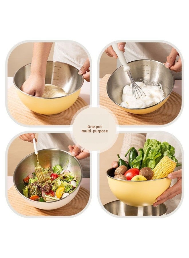 Colorful Stainless Steel Basin Food Grade And Basin Household Kitchen Non-stick Dough Kneading Basin Egg Baking Basin Special-Specifications:Milky White-Color:23cm - Image 5