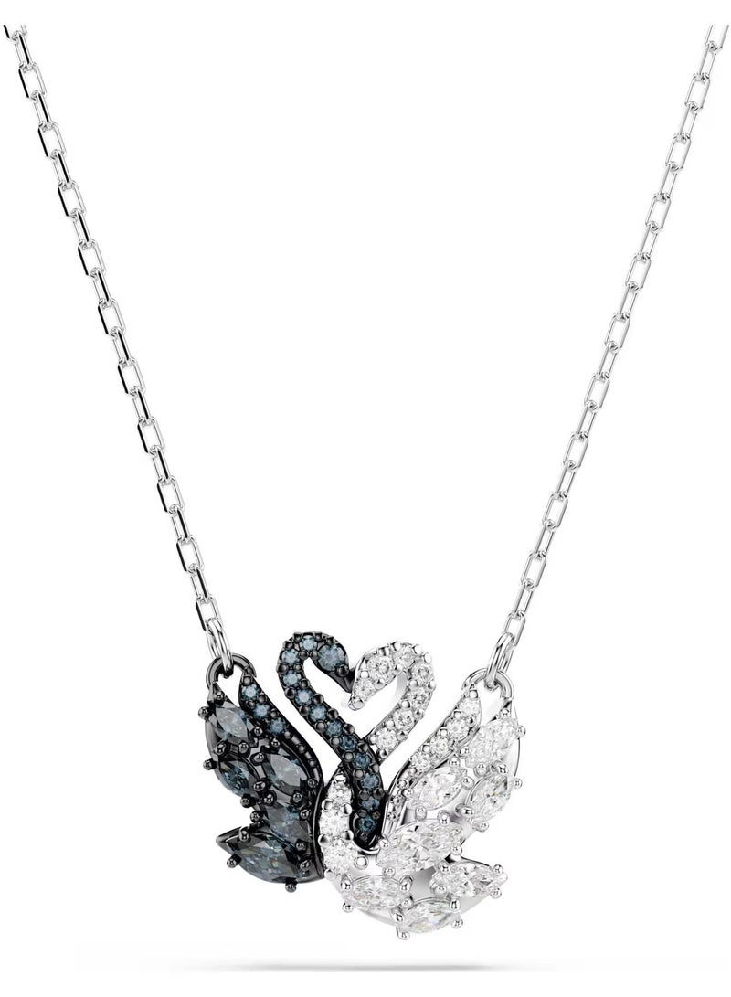 MAC Jabags White and Black Swan Necklace, Black, Mixed Metal Finish - Image 1