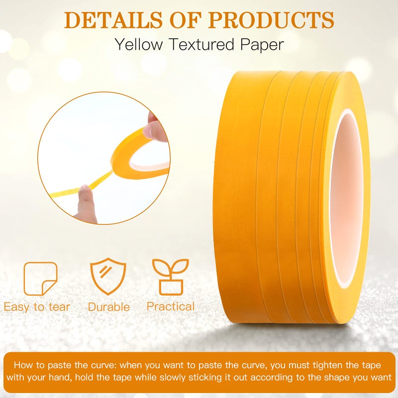 Chinco 6 Rolls Pinstripe Tape 1/16, 7/10, 1/8, 1/4, 1/2 and 3/4 Inch x 52 Yard, Painters Automotive Masking Tape for DIY Car Auto Paint Art(Yellow) - Image 3