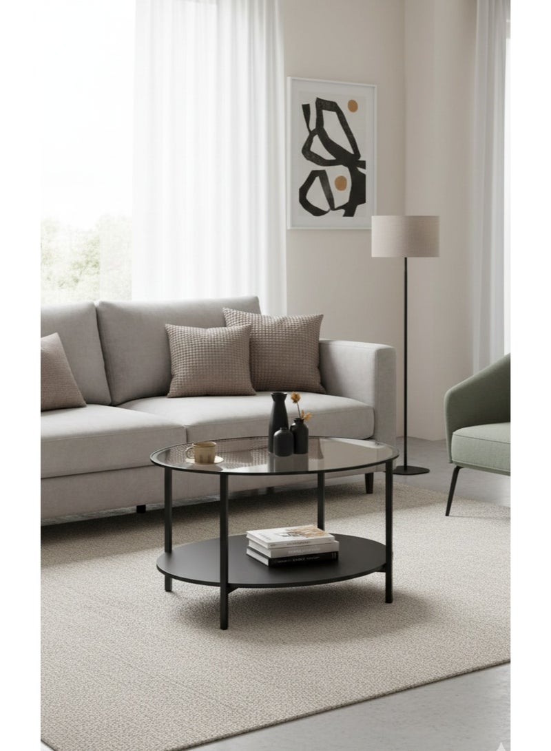 إكسبرت طاولة قهوة دائرية، طاولة قهوة زجاجية، طاولة وسط غرفة المعيشة - Image 5