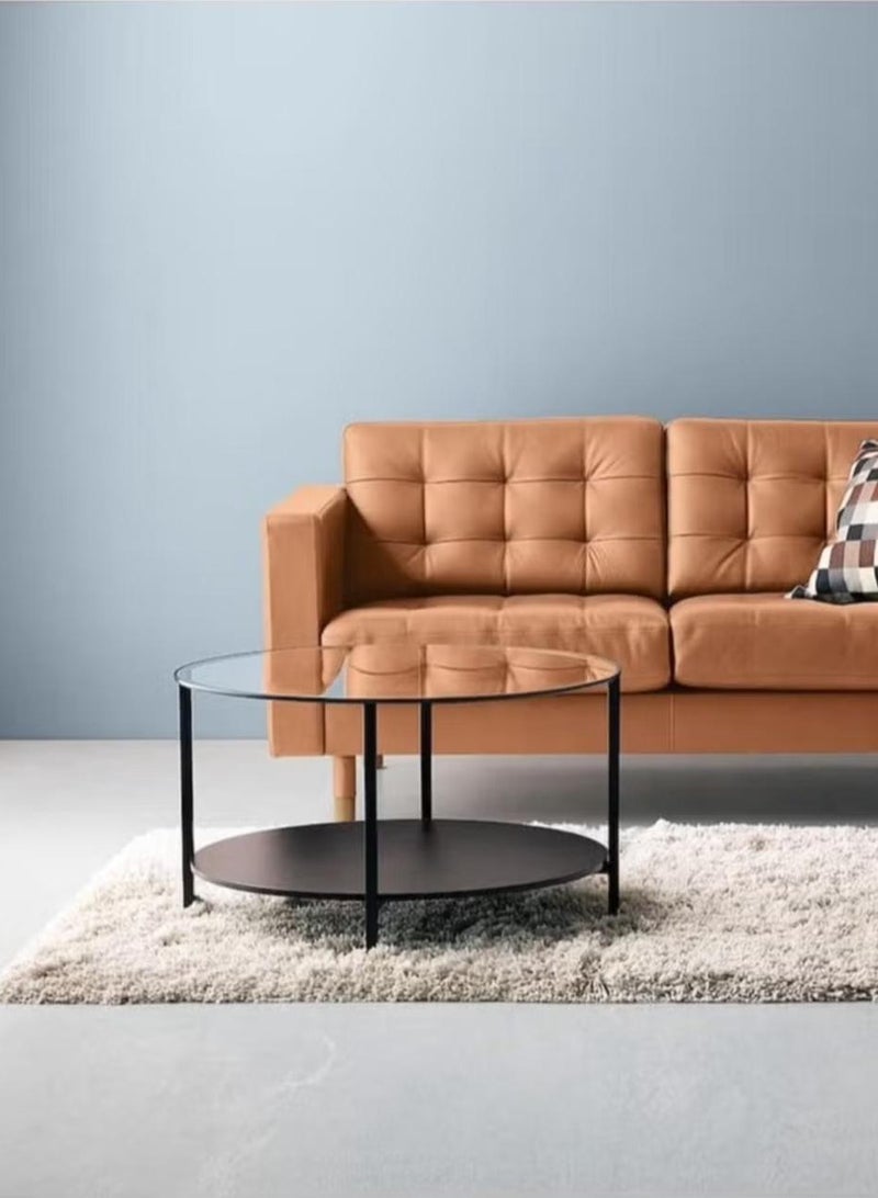 EXPERT Modern Glass Coffee Table,2 Layers Round Side Table,Living Room Center Table - Image 3