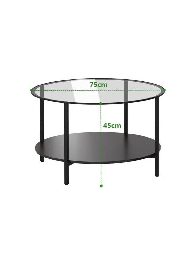 EXPERT Modern Glass Coffee Table,2 Layers Round Side Table,Living Room Center Table - Image 4